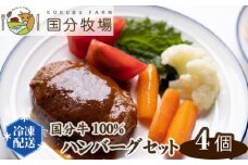 ＜国産牛＞国分牛100％ハンバーグ4個セット ※ソースは牧場お任せ | 国産 国産牛 牛肉 ハンバーグ 冷凍 個包装 真空 おかず 惣菜 グルメ レトルト おまかせソース 夕食 お手軽 調理済み 簡単調理 食品 便利 美味しい 贅沢 メインディッシュ 贈り物 ギフト 贈答用 国分牧場 埼玉県 東松山