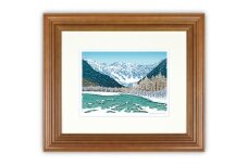 「雪陽 穂高連峰」【 版画 額付 小川手漉和紙 小暮真望 東松山 埼玉県 芸術 美術 風景 自然 送料無料 埼玉県 東松山 バージョン 美しい ギャラリー アーティスト アート 芸術 デザイン インテリア 絵画 限定版 芸術品 オリジナル 】