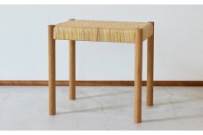 籐編みのスツール オーク 林蔵 wood furniture | 椅子 いす イス スツール 家具 インテリア おしゃれ かわいい 幅45cm 無垢材 木製 木材 ヌメ革 ハンドメイド 手作り リビング キッチン 台所 シンプル 埼玉県 狭山市