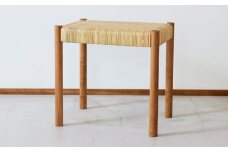 籐編みのスツール チェリー 林蔵 wood furniture | 椅子 いす イス スツール 家具 インテリア おしゃれ かわいい 幅45cm 無垢材 木製 木材 ヌメ革 ハンドメイド 手作り リビング キッチン 台所 シンプル 埼玉県 狭山市