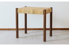 籐編みのスツール ウォールナット 林蔵 wood furniture | 椅子 いす イス スツール 家具 インテリア おしゃれ かわいい 幅45cm 無垢材 木製 木材 ヌメ革 ハンドメイド 手作り リビング キッチン 台所 シンプル 埼玉県 狭山市