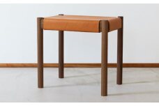 ヌメ革のスツール ウォールナット 林蔵 wood furniture | 椅子 いす イス スツール 家具 インテリア おしゃれ かわいい 幅45cm 無垢材 木製 木材 ヌメ革 ハンドメイド 手作り リビング キッチン 台所 シンプル 埼玉県 狭山市