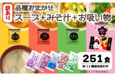 訳あり おまかせ スープ みそ汁 お吸い物 計251食 わかめ 玉ねぎ オニオン 中華 柚子 松茸 しじみ あさり 油揚げ 合わせ インスタントスープ 味噌汁 味噌 即席 小分け 簡単 調理 時短 お弁当 ランチ 朝食 アミュード 埼玉県 羽生市