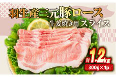 ロース 生姜焼き 1.2kg ( 300g ×4P） 国産 三元豚 冷凍 真空 小分け 個包装 たっぷり 大容量 大きめ 厚切り 豚肉 豚 ブタ ポーク ジューシー お弁当 おかず 惣菜 晩ごはん 贅沢 ギフト お中元 御中元 贈り物 贈答 埼玉県 羽生市