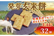 餅 発芽 玄米 32個 1.44kg 個包装 国産 おもち 備蓄 防災 お中元 小分け レンジ オーブン 簡単調理 有機 不耕起栽培 健康 食品 発芽玄米餅 埼玉県 羽生市 雨読晴耕村舎