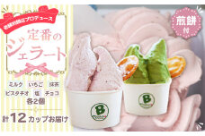 No.157 老舗煎餅店プロデュースのジェラート 定番の12個セット＊煎餅付＊  