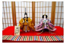 No.318 正絹黄櫨染（こうろぜん）立雛・単品［森田人形製作］ひな人形　雛人形