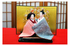 No.246 むすびな（小）正絹鹿の子絞り・桃［森田人形製作］ひな人形　雛人形  