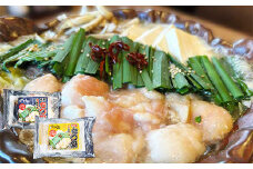 【居酒屋の味食べ比べ】国産牛もつ鍋2味セット（博多味噌味2人前、関東醤油味2人前）　【11218-0806】