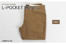 【MOC・サイズ4】 Lポケットパンツ | パンツ ズボン ユニセックス メンズ レディース おしゃれ オシャレ お洒落 スラックス ＋ チノパン ＋ デニム 職人 手作業 上質 ギフト プレゼント 使いやすい 楽 シンプル ディテール コーディネート 仕事でも遊びでも コットン ツイル 新潟 山信織物 JAMES&CO STUDIO ORIBE 埼玉県 草加市 神奈川県 鎌倉市 由比ヶ浜