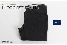 【NVY・サイズ4】 Lポケットパンツ | パンツ ズボン ユニセックス メンズ レディース おしゃれ オシャレ お洒落 スラックス ＋ チノパン ＋ デニム 職人 手作業 上質 ギフト プレゼント 使いやすい 楽 シンプル ディテール コーディネート 仕事でも遊びでも コットン ツイル 新潟 山信織物 JAMES&CO STUDIO ORIBE 埼玉県 草加市 神奈川県 鎌倉市 由比ヶ浜