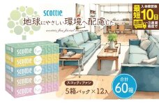スコッティ ティシュー ファン 150組5箱×12パック 60箱【入金確認後、最短10日～3週間程度で発送】 ｜ コンパクト ティッシュペーパー 日用品 雑貨 大人気 日本製  ティッシュ ティシュ 箱 必需品 リピート 高品質 クオリティ 保管 消耗品 防災 備蓄 備え 日本製紙 クレシア 埼玉県 草加市