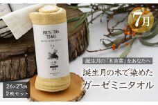 7月「山桃」の木言葉 「誠実」　 BIRTH TREE TOWEL  | RYOKUSUIEN 緑酔園 草木染め THE NEWOLD WORKS バースツリータオル 山桃 誠実 ガーゼ タオル ハンカチ  ふわふわ 植物 草木染ガーゼ アップサイクル エシカル ヘリンボーン ギフト贈り物 お祝い プレゼント 母の日 父の日 記念日　埼玉県 草加市 草加