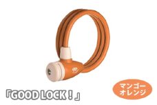 No.189-01 202815 マンゴーオレンジ「GOOD LOCK！」 ／ キー 二台同時 ロック 回転式 自転車 埼玉県