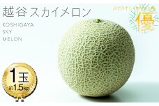 No.306 越谷スカイメロン　優玉 ／ メロン みずみずしい 爽やかな味 美味 人気 1玉 1.5kg 贈答品 贈り物 ギフト プレゼント フルーツ 果物 くだもの 埼玉県