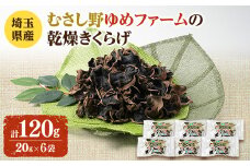 埼玉県産　むさし野ゆめファームの乾燥きくらげ　20g×6袋【1368319】