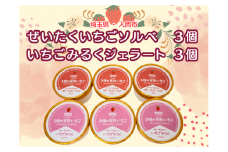 入間市産3種の完熟いちごの「プレミアムいちごアイス」(いちごソルベ3個・いちごみるくジェラート3個)【1442562】