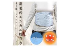 羽毛のエシカル腹巻き サイドリブベリーウォーマー　ブルー　オーガニックコットン【1590062】