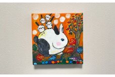 「絵描き文鳥 やま ゆりの」原画「見つけたよ。白黒の可愛い子たち」