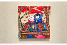 「絵描き文鳥 やま ゆりの」原画「紅葉がキレイだし君も可愛い」