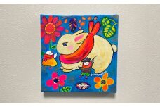「絵描き文鳥 やま ゆりの」原画「お揃いのマフラーで春を待ちましょ」