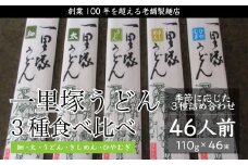 創業100年を超える老舗の製麺店 一里塚うどん 46束｜うどん 特選うどん 太めん きしめん 細めん 冷麦 そば 乾麺 食べ比べ 美味しい おいしい こし コシ つるつる 地元産 一里塚 矢島製麺 老舗 食品 個包装 大容量 お取り寄せ 贈り物 長期保存 埼玉県 久喜市