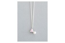 ネックレス  パール付き 三角 七宝 | ネックレス パール necklace ポイントネックレス ピンク アクセサリー 七宝 七宝焼き ジュエリー 上品 レディース 装飾 クリスマス 入学祝い 結婚記念日 記念日 お祝い 誕生日 ギフト 作家 作品 手づくり Kenichi Kondo 埼玉県 北本市