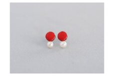 ピアス パール付き 丸 七宝 | ピアス パール ポイント ピアス Point pierce 七宝ピアス レッド アクセサリー 七宝 七宝焼き ジュエリー 上品 レディース 装飾 クリスマス 入学祝い 結婚記念日 記念日 お祝い 誕生日 ギフト 贈答 作家 作品 手仕事 伝統工芸 Kenichi Kondo 埼玉県 北本市