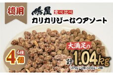 おつまみピーナッツ 徳用カリカリぴーなつアソート 4種4個入り 1,04kg | ピーナツ ぴーなっつ ピーナッツ ぴーなつ おつまみ お菓子  おやつ 落花生 ラッカセイ 黒糖 味噌 塩こうじ メープル 酒のつまみ 家飲み ビール 間食 塩こうじ メープル 味噌 鳩屋 埼玉県 北本市