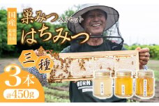 はちみつ巣みつ はちみつ 食べ比べセット 150g×3瓶 | はちみつ 蜂蜜 ハチミツ HONEY ハニー コムハニー ハニーコム 国産 巣房蜜 巣蜜 蜜蝋 百花 菜の花 なのはな アカシア トースト ホットケーキ パンケーキ 健康 朝食 プレゼント 贈答 贈り物 根津ぶんぶーん農園 埼玉県 北本市
