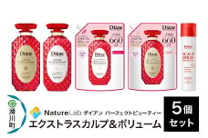Diane ダイアン パーフェクトビューティー エクストラスカルプ＆ボリューム 5点セット（シャンプー＆トリートメント 本体 450ml×2、詰替大容量シャンプー×1、トリートメント×1、アンチヘアロス＆スカルプスプレー×1）