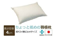 羽根枕【日本製】1個 高さ:4㎝ ちょっと低めの高さ サイズ:43㎝×63cm まくら メーカー直販 当店人気商品 高品質 フェザー 羽根枕 羽枕 通気性抜群 高品質 作りたて羽根枕 抗菌防臭加工（SEK）マーク取得 温かく 蒸れにくい おすすめ枕 羽根 受注生産 水鳥 天然素材 工場直送 ASMOT+ アスモット ナオシング プレゼント リラックス 癒しの時間 父の日 母の日