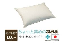 羽根枕【日本製】1個 高さ:10㎝ ちょっと高め高さ サイズ:43㎝×63cm まくら メーカー直販 当店人気商品 高品質 フェザー 羽根枕 羽枕 通気性抜群 高品質 作りたて羽根枕 抗菌防臭加工（SEK）マーク取得 温かく 蒸れにくい おすすめ枕 羽根 受注生産 水鳥 天然素材 工場直送 ASMOT+ アスモット ナオシング プレゼント リラックス 癒しの時間 父の日 母の日