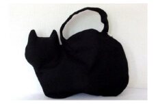 ネコ型帆布トートバッグ　黒猫