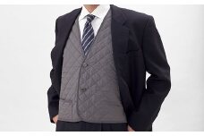 羊毛で暖かい「メリノン」羊毛綿インナーベスト（メンズ / グレー・M）【洗濯機で丸洗い可！】