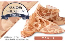 草木染めSilkストール 《長瀞びわ染めテラコッタ》《秩父銘仙柄》【1255438】