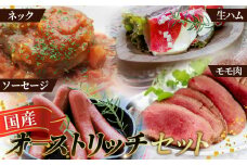 ネック500gとモモ肉200g＆ソーセージ・生ハムセット【国産オーストリッチ】 [No.049]