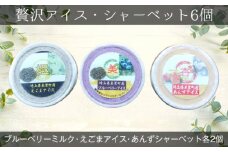 【美里町特産品使用】贅沢アイス・シャーベット6個セット（3種類：えごま・ブルーベリー＆えごま・あんず） [No.012]
