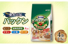 愛犬元気 パックン ビーフ・チキン・緑黄色野菜・小魚・チーズ入り 2.5kg×4袋【1463363】