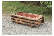 C-006 丸太屋の木製プランターカバー55 焼入2個