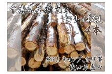 千葉県産切りっぱなし檜丸太4本  BBQ・キャンプ・スウェーデントーチ・DIYの素材として便利！ [№5346-0488]