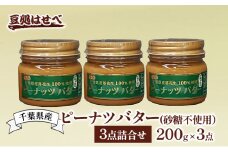 千葉県産　ピーナツバター(砂糖不使用）3点詰合せ ピーナッツバター バター ピーナッツ ピーナツ 落花生100% ジャム パン 朝食 無糖 国産 詰め合わせ 豆処はせべ 千葉市 千葉県 [№5346-0987]