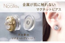 ノアーレ　金属アレルギー対応　マグネット式　ノンホールピアス　S-RDシルバー×クリアー 金属アレルギー　かぶれない　イヤリング　アクセサリー[№5346-1379]