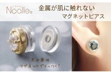 ノアーレ　金属アレルギー対応　マグネット式　ノンホールピアス　S-RDシルバー×ブラック　痛くない　シリコン　アクセサリー　ギフト[№5346-1380]