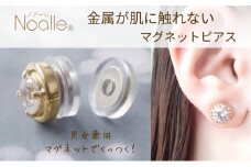 ノアーレ　マグネット式　ノンホールピアス　S-クリスタルGL　金属アレルギー　ピアス見え　痛くない　イヤリング[№5346-1387]