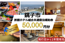 銚子市ホテル宿泊 共通利用券5万円分 旅館 ホテル 宿泊 旅行 トラベル 観光 予約 補助券 宿泊券 宿泊チケット千葉県 銚子市 銚子市旅館ホテル組合