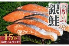 銀鮭 一夜干し 15枚 （5パック×3枚）干物 ひもの さけ 鮭  魚 海鮮 おかず 酒 のあて おつまみ 弁当 塩 魚介 惣菜 食品 冷凍食品 グルメ 贈答 贈り物 プレゼント ギフト お取り寄せ ふるさと納税 送料無料 千葉県 銚子市  10000円 株式会社甲印小西商店