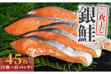 銀鮭 一夜干し 45枚 （15パック×3枚）干物 ひもの さけ 鮭 魚 海鮮 おかず 酒 のあて おつまみ 弁当 塩 魚介 惣菜 食品 冷凍食品 グルメ 贈答 贈り物 プレゼント ギフト お取り寄せ ふるさと納税 送料無料 千葉県 銚子市 株式会社甲印小西商店