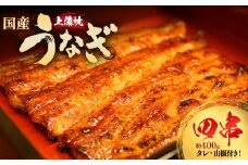 うなぎ上蒲焼4串(各100g前後)【老舗 ギフト 冷凍  うなぎ 鰻 ウナギ かばやき 串  タレ 山椒 千葉県 市川市】【12203-0302】