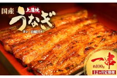【12か月定期便】うなぎ上蒲焼1串(100g前後)【老舗 ギフト 冷凍  うなぎ 鰻 ウナギ かばやき 串  タレ 山椒 千葉県 市川市】【12203-0307】